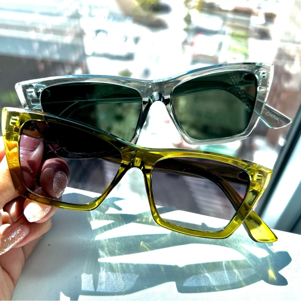 Victoria Clear Square Cat Eye Frame Acetate Sunglasses